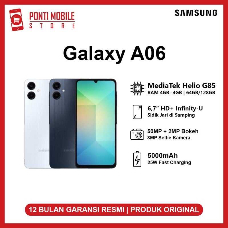 Samsung Galaxy A06 smartphone with sleek design and modern features