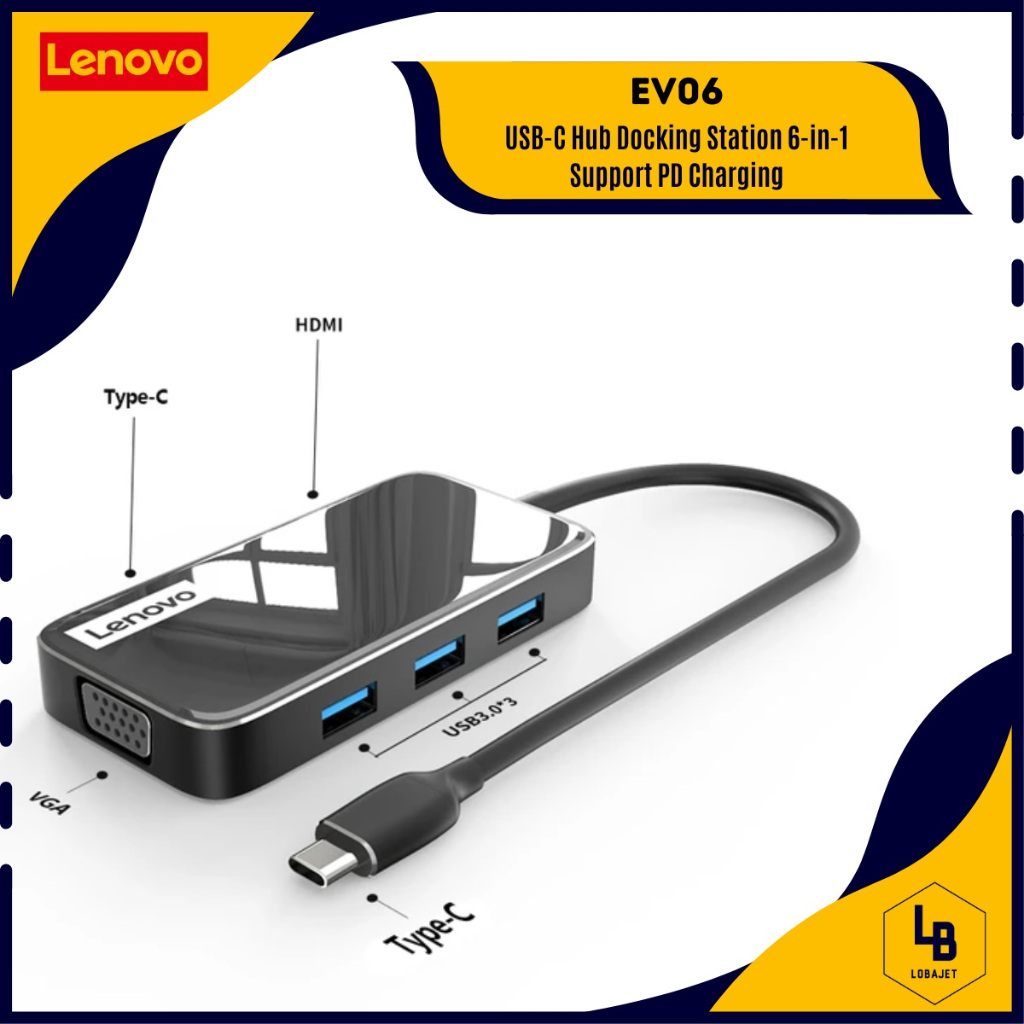 Jual LENOVO EV06 - USB-C Hub Docking Station 6-in-1 - Support PD ...