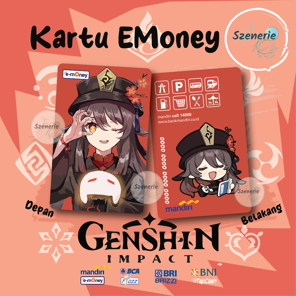 Jual Emoney Custom Hu Tao Genshin Impact Cute Flazz gen 2 Mandiri BCA ...
