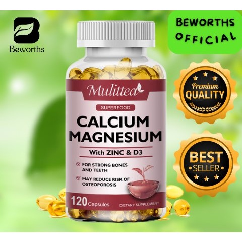 Jual Mulittea 3-IN-1 120pil Kalsium Magnesium & Seng Kapsul Vitamin D3 ...