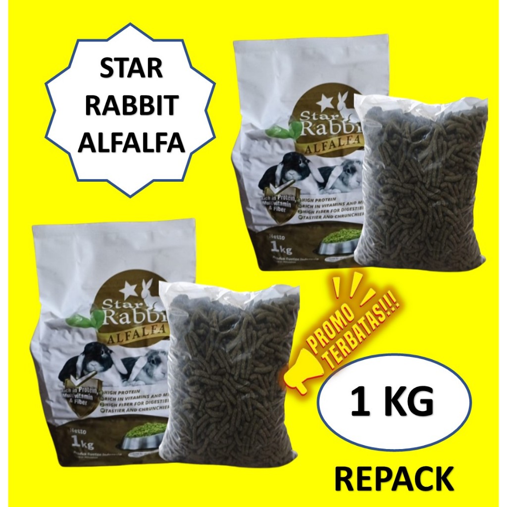 Jual STAR RABBIT ALFALFA 1KG MAKANAN KELINCI PREMIUM MURAH STAR ALFALFA ...