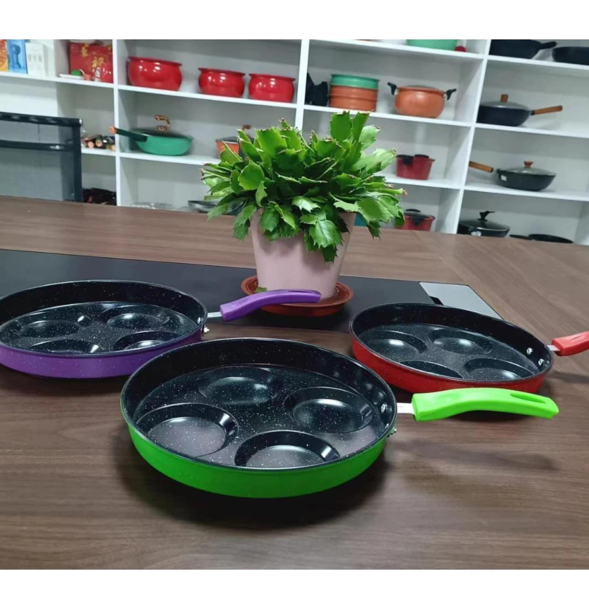 TEFLON TELUR SERBAGUNA WARNA/FRYPAN 4 LUBANG MULTIFUNGSI | AutoStock