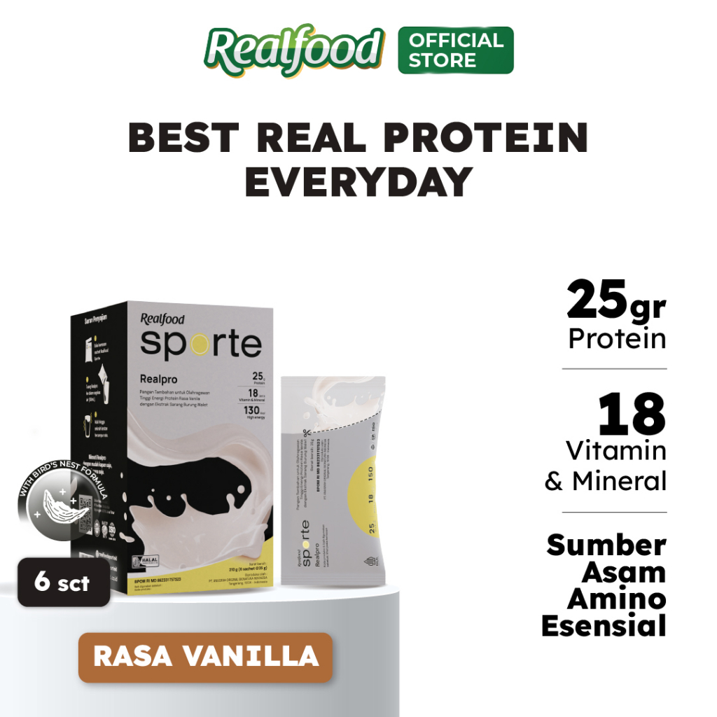 Jual Realfood Sporte Realpro Whey Protein Bird’s Nest, 6 pcs Varian