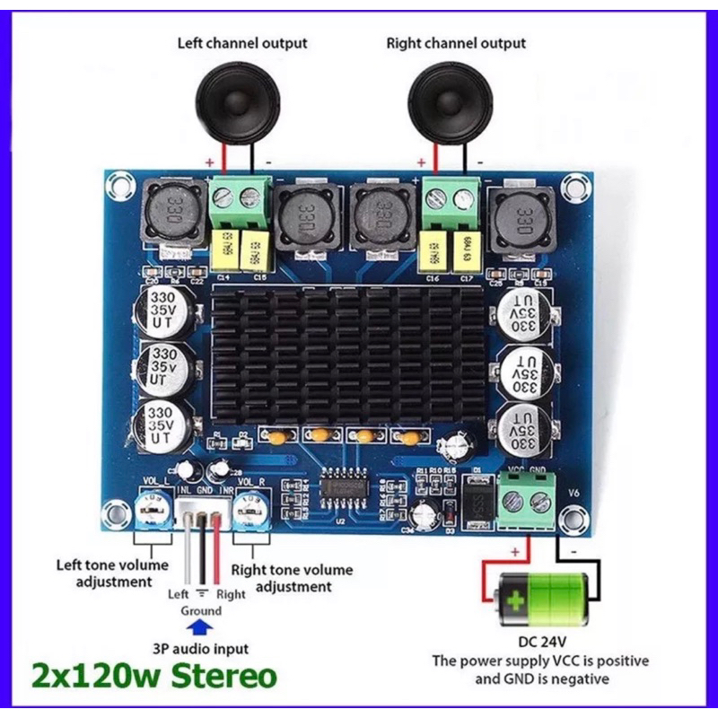 thumbnail image 2 of TPA3116D2 Bluetooth 4.0 Digital Audio Amplifier Board – 2x120W Stereo Receiver 2 of 3