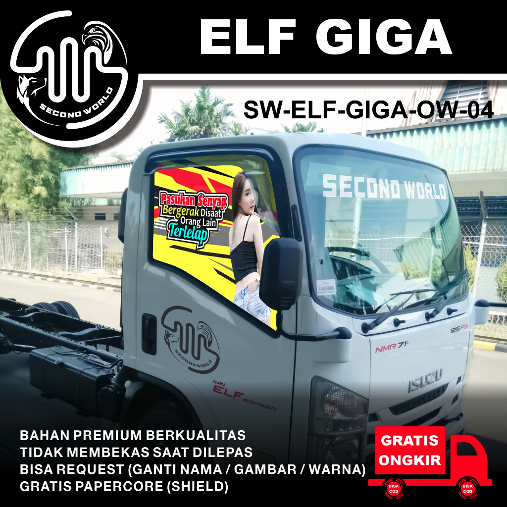 Jual Stiker Kaca Pintu Truk Elf Giga Sticker One Way Kata Kata Cewek