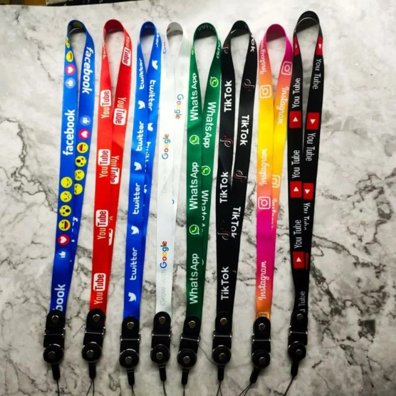 Jual Tali Gantungan HP Panjang Motif Media Sosial / MEDSOS / Lanyard ID ...