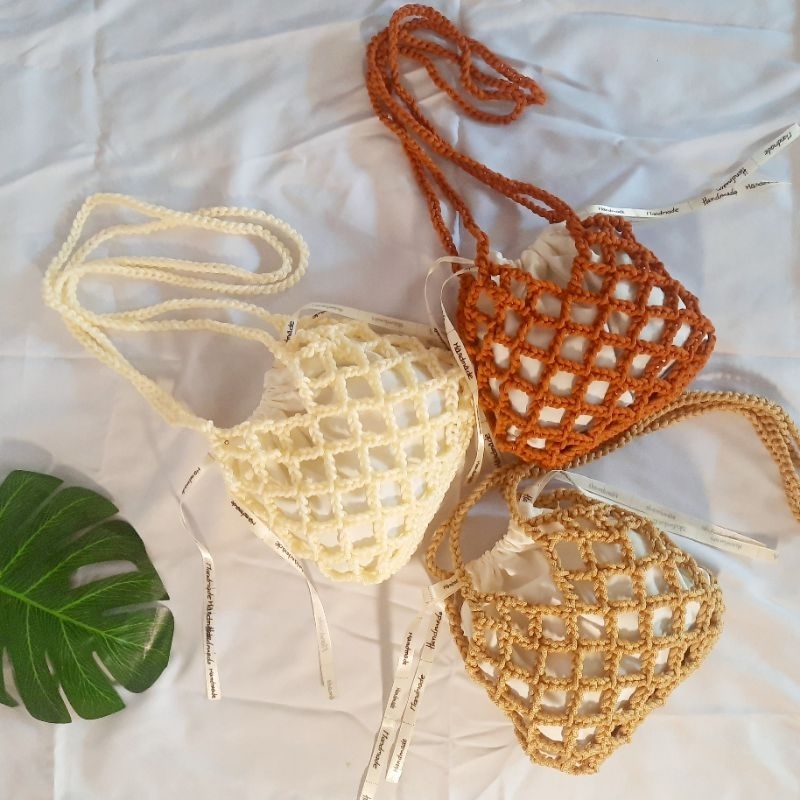 Jual Tas Rajut Handmade Jaring Musim Panas Crochet Summer Sling Net bag