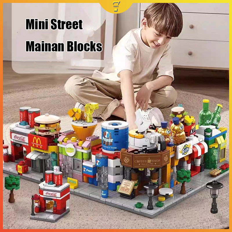 Jual DIY Blok Bangunan Seri Toko Mini Street Mainan Block Bricks ...