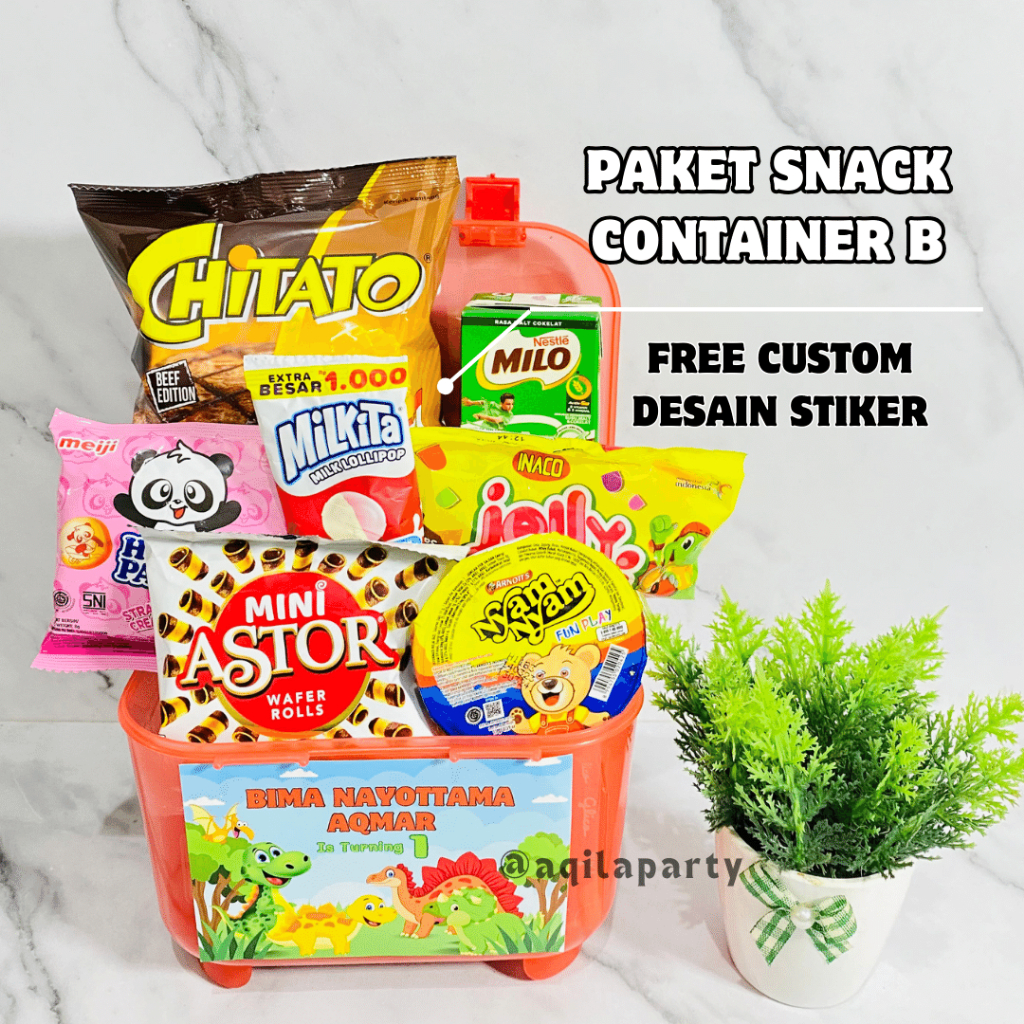 Jual Paket Snack Ulang Tahun Anak Container Free Stiker /Souvenir Ulang ...