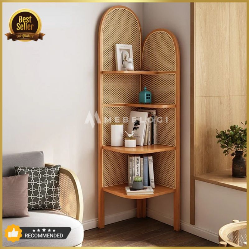 Jual RAK SUDUT MINIMALIS KAYU JATI ROTAN / RAK SUDUT MINIMALIS MODERN ...