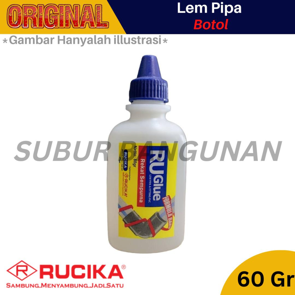 Jual Lem Botol Rucika Ruglue Pipa Pralon Pvc 60 Gr Pipa Perekat 60 Gram