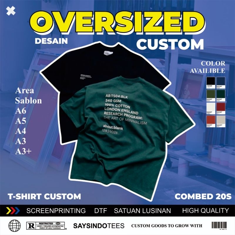 Jual Kaos Oversized Custom Cotton Combed S Bebas Desain Sablon Suka