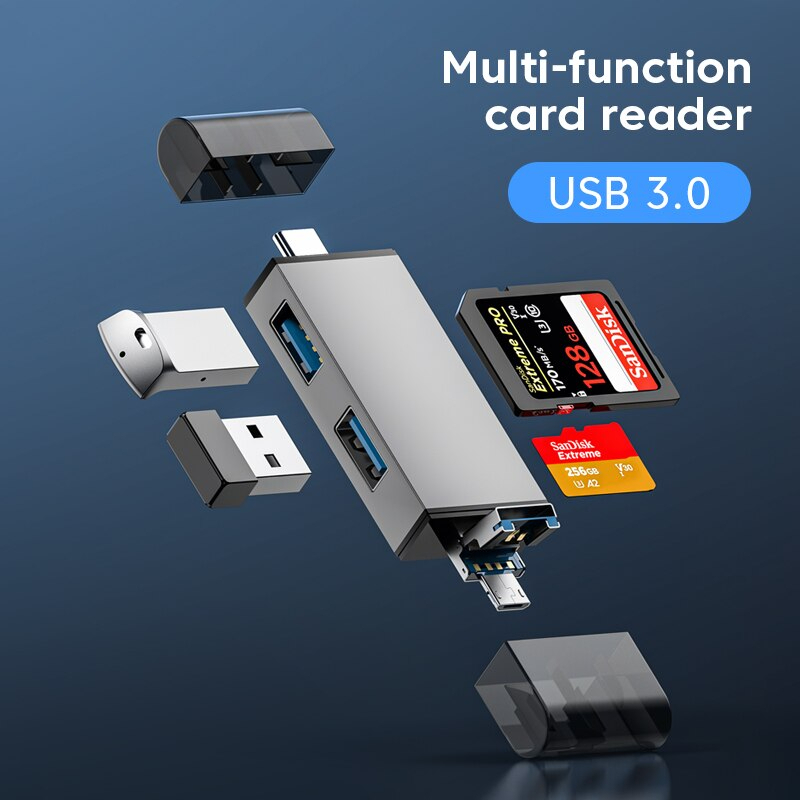 Jual 7 In 1 Multi-Function Card Reader USB 3.0 Type C High-Speed SD/TF ...