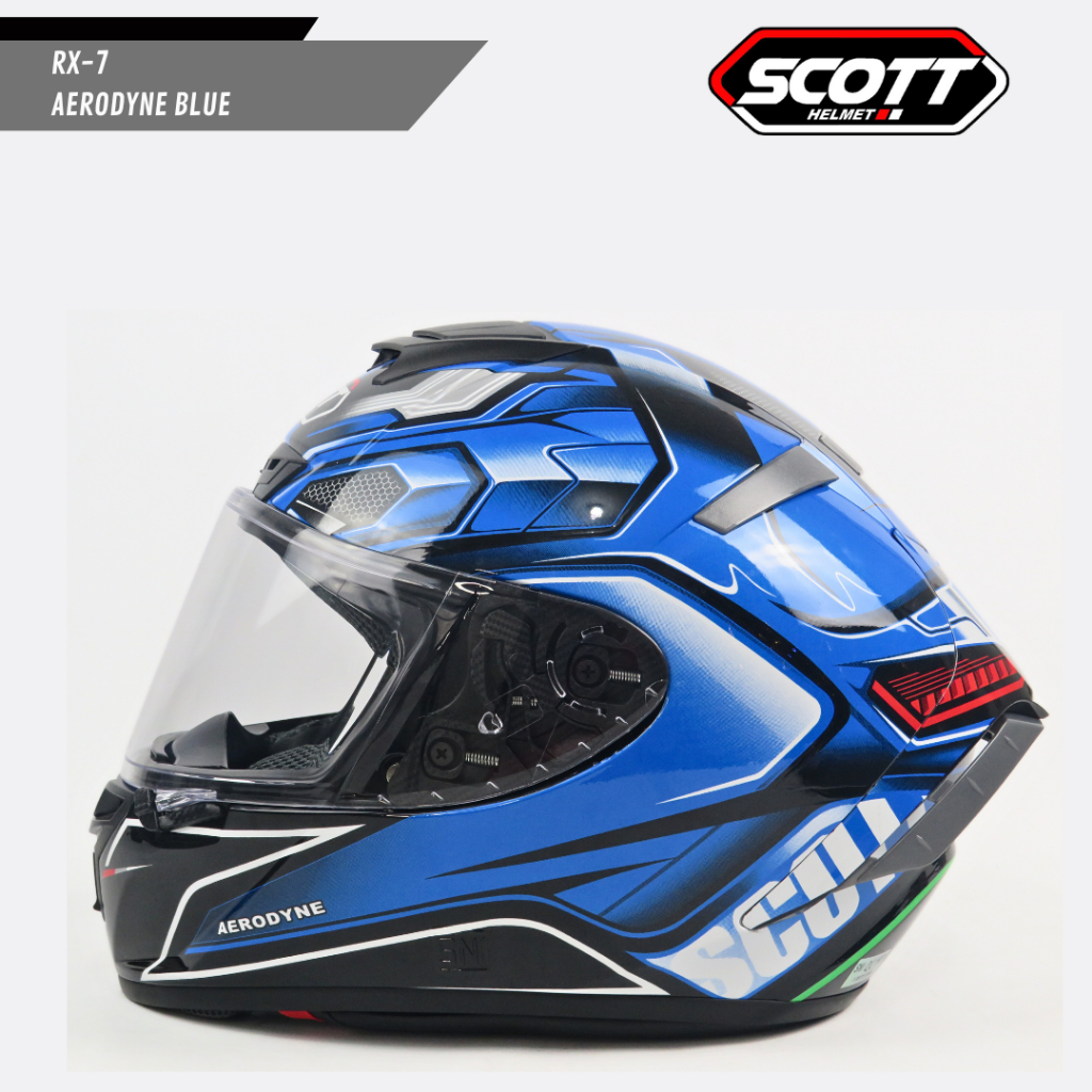 Jual Scott - Helm Full Face Dewasa RX-7 SNI / Aerodyne Blue | Shopee ...