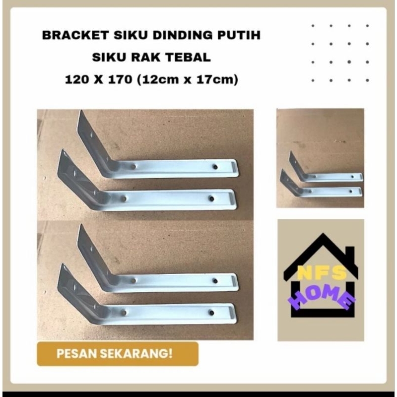 Jual Siku Rak Bracket Siku Dinding Tebal Putih 120 x 170 (12cm x 17cm ...