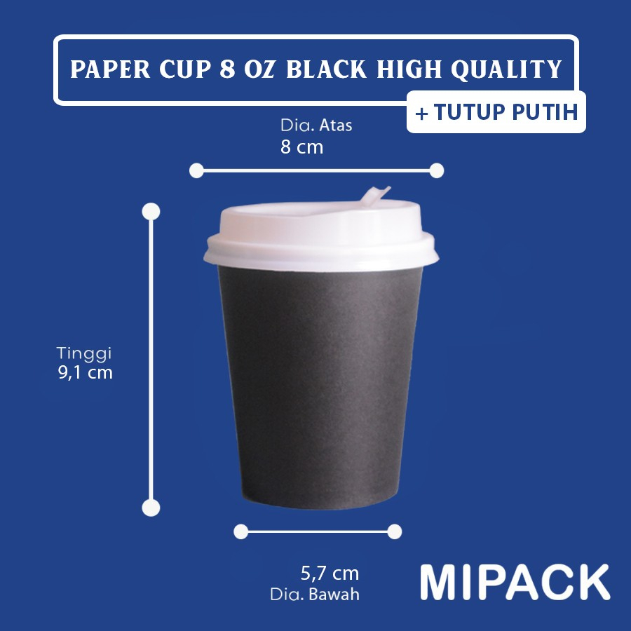 Jual Paper Cup 8 OZ Hitam High Quality | Cup Kopi Kertas | Cangkir Kopi ...