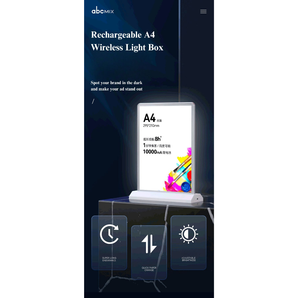 Jual FRAME BINGKAI LIGHT BOX DISPLAY POSTER LED SLIM PORTABLE 10000mAh ...