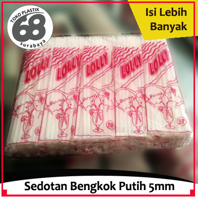 Sedotan plastik putih bengkok diameter 5mm