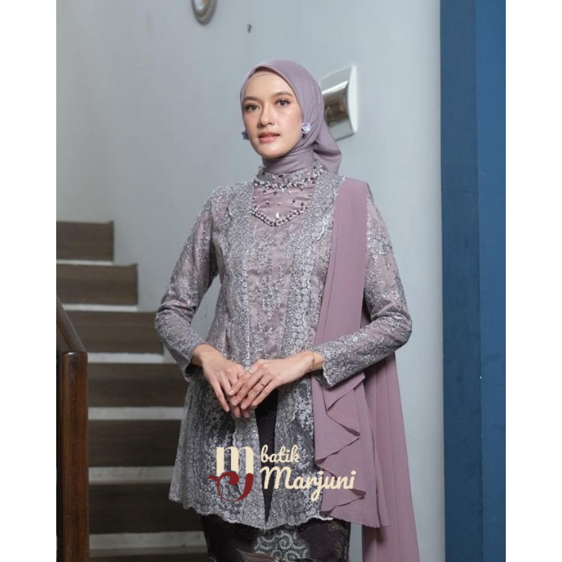 Jual Ready New Kebaya Kutubaru Batik Couple Kinara Mauve Kebaya Modern Kebaya Wisuda Kebaya