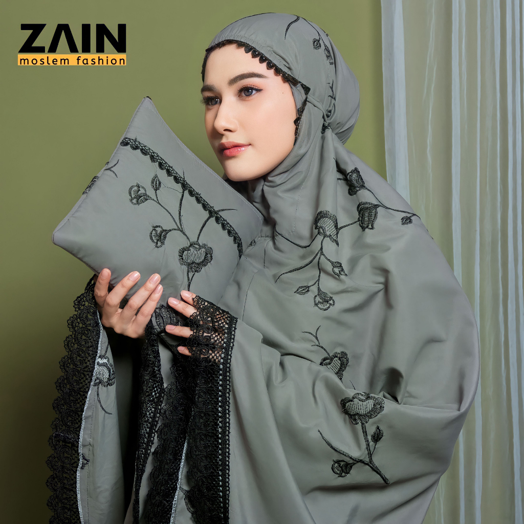 Jual ZAIN - Mukena Dewasa Katun Premium Bordir Bunga Teratai Mewah ...