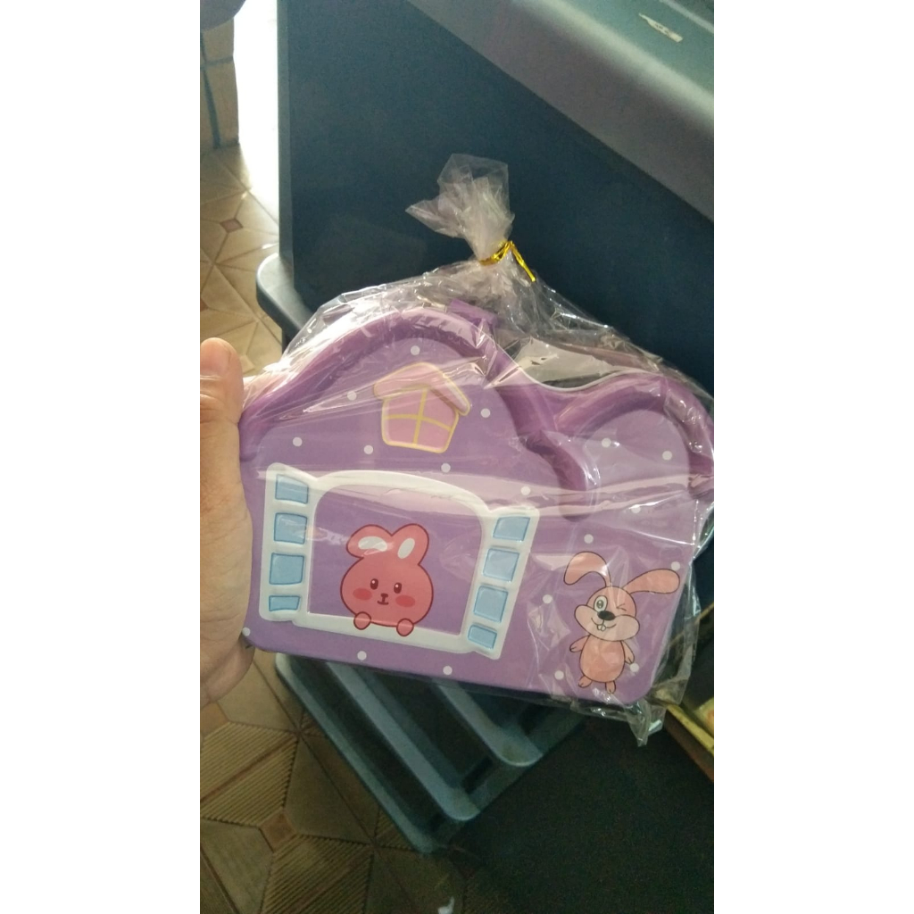 Jual Celengan Rumah Cute Animal DME 040 / Celengan Kaleng gembok+kunci
