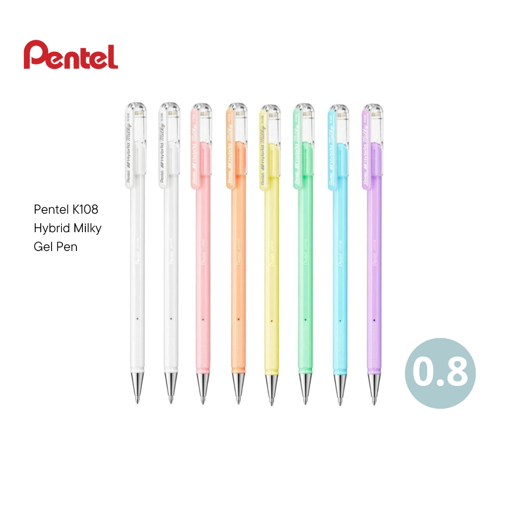 Jual Pulpen Gel Pentel Hybrid Milky Tip 0.8 MM Roller Gel Pen Warna ...
