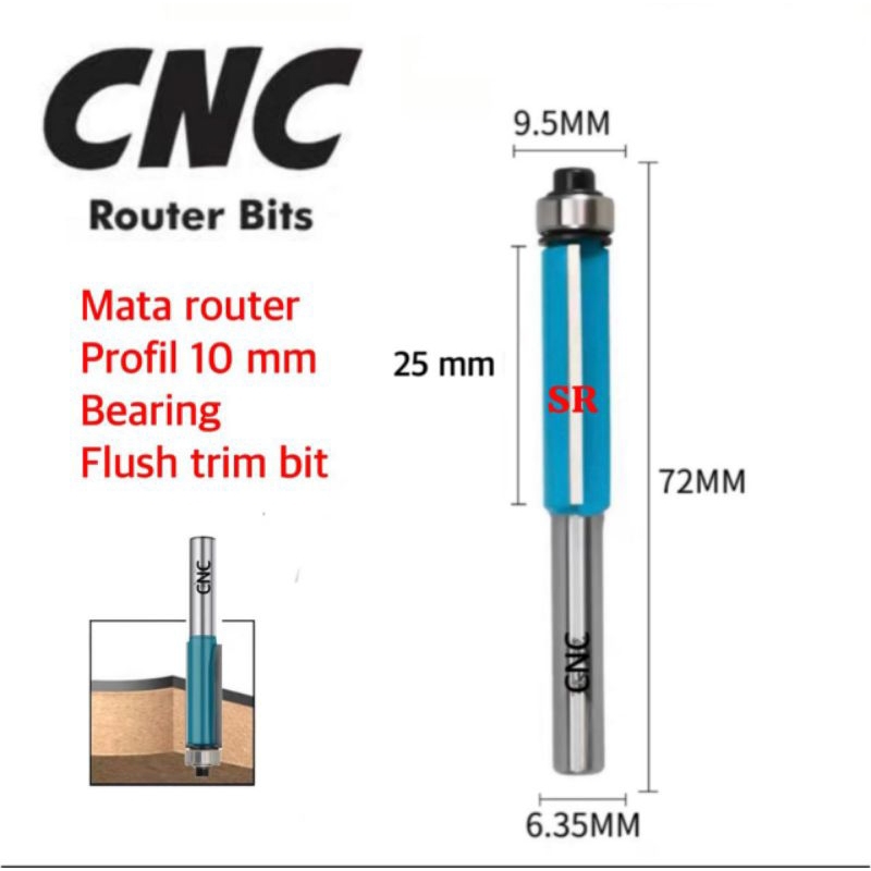 Jual Mata Router Profil Laminate Flush Trimming Bits Lurus Mm Roda Cnc Shopee Indonesia