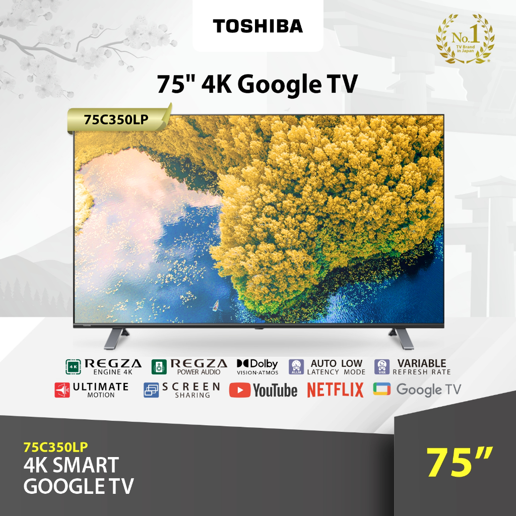 Jual Toshiba TV 75" UHD 4K Smart Google TV 75 Inch 75C350LP Dolby Atmos