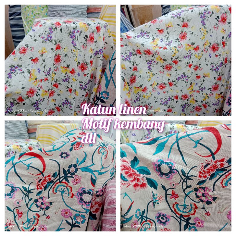 Jual BAHAN KAIN KATUN LINEN MOTIF KEMBANG DLL HARGA (UNTUK 1METER ...