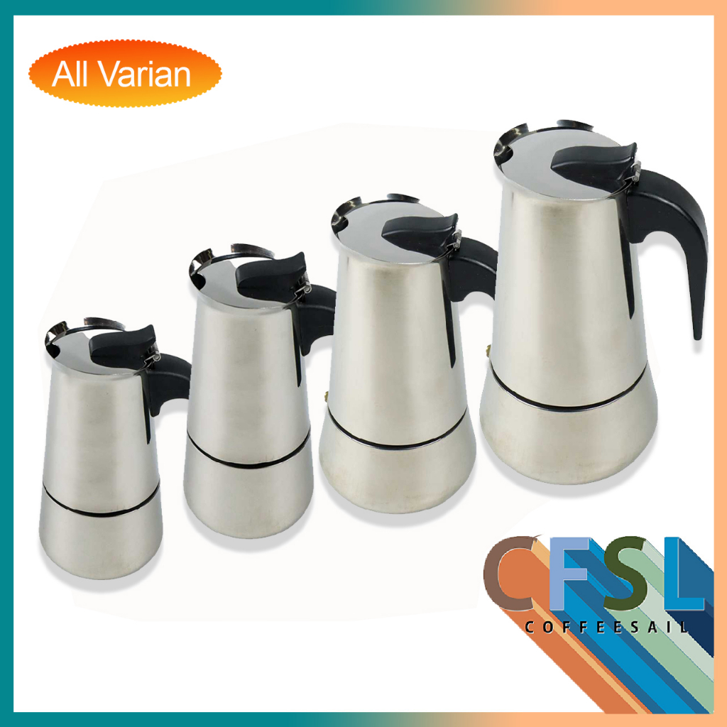 Jual MOKA POT STAINLESS ESPRESSO COFFEE MAKER STOVE TOP PERKOLATOR ALAT
