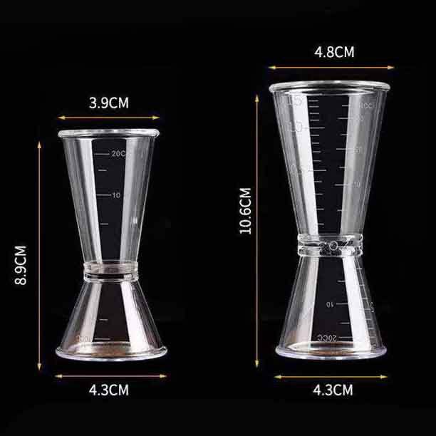 Jual Jigger Acrylic Plastik Transparan Gelas Takar Gula Syrup Measuring Cup 1020 Ml 2040 Ml 3745