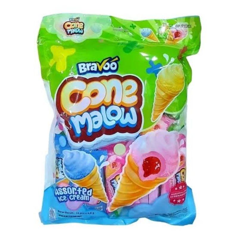 Jual Bravoo Conemalow Marshmallow Ice Cream Assorted Isi 24 Pcs