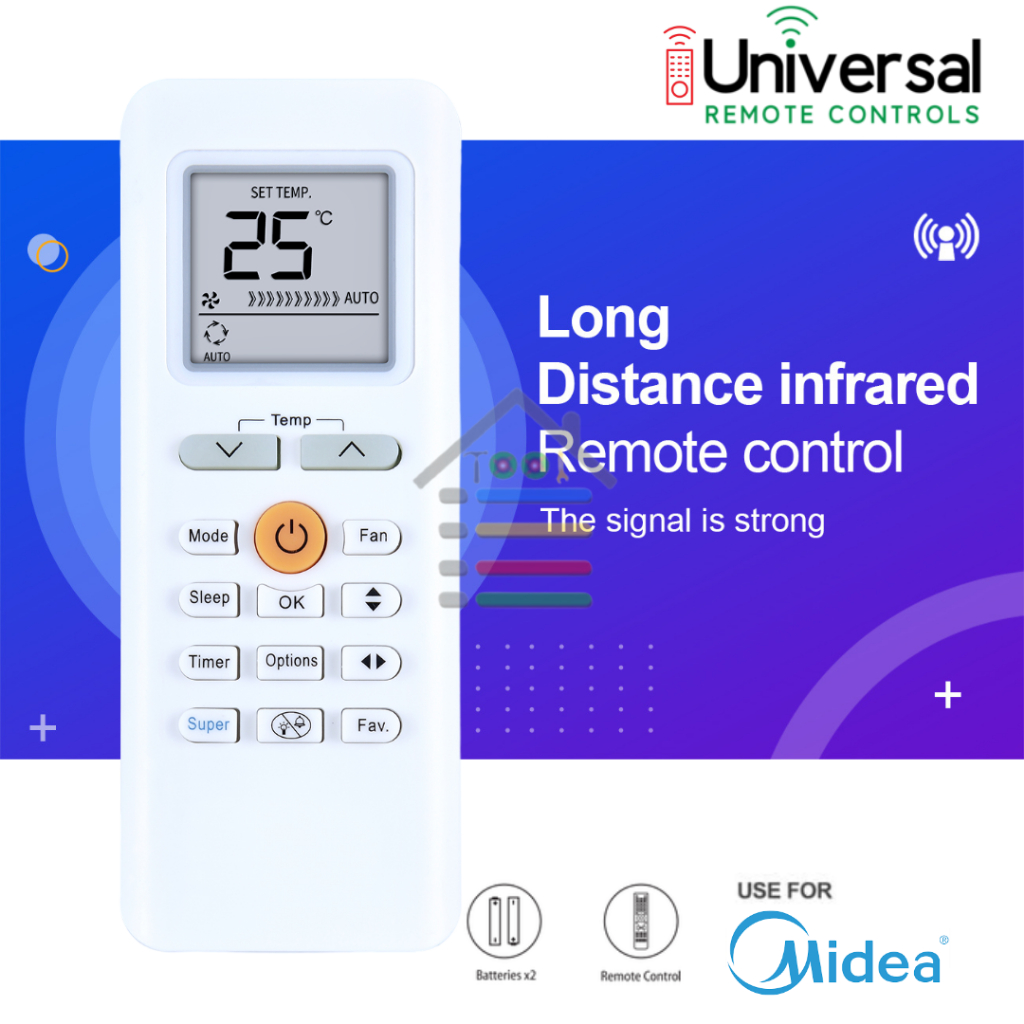 Jual REMOTE AC MIDEA INVERTER LOW WATT STD 0.5 - 2 PK RG70A/BGEF ...