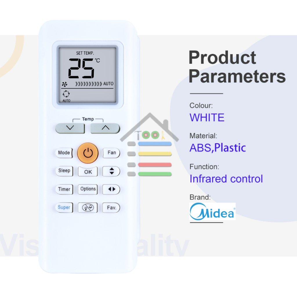 Jual REMOTE AC MIDEA INVERTER LOW WATT STD 0.5 - 2 PK RG70A/BGEF ...