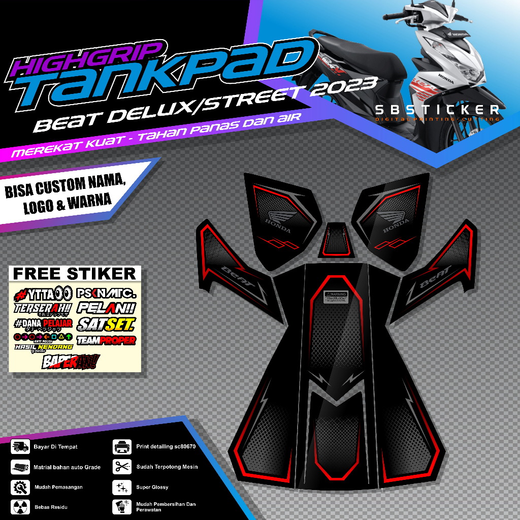 Jual Striping Stiker Beat Delux Street Pelindung Dashboard Tankpad Beat Deckpad Body