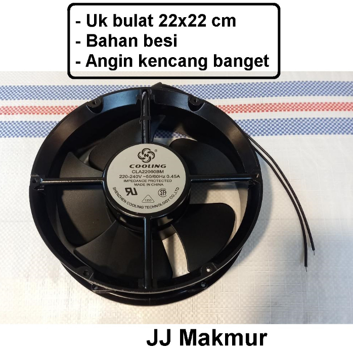 Jual Cooling Fan AC Metal 22x22cm 220V Kipas Angin AC Besi Bulat 22x22