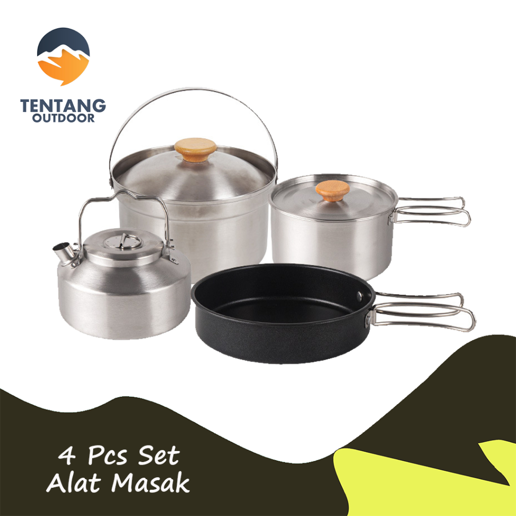 Jual 4Pcs Set Alat Masak Stainlees Steel Nesting Camping Hiking Outdoor ...