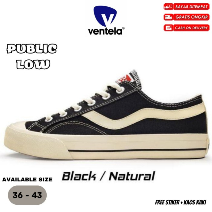 Jual Ventela New Public Low Black Natural Sepatu Ventella Vantela ...