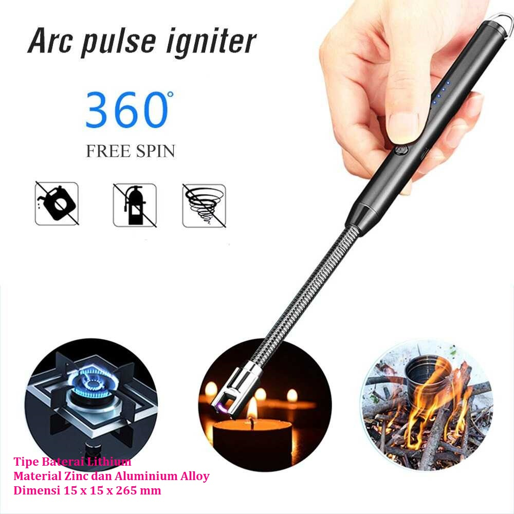 Jual Korek Api Listrik Arc Rechargeable Flexible Tahan Angin Praktis ...