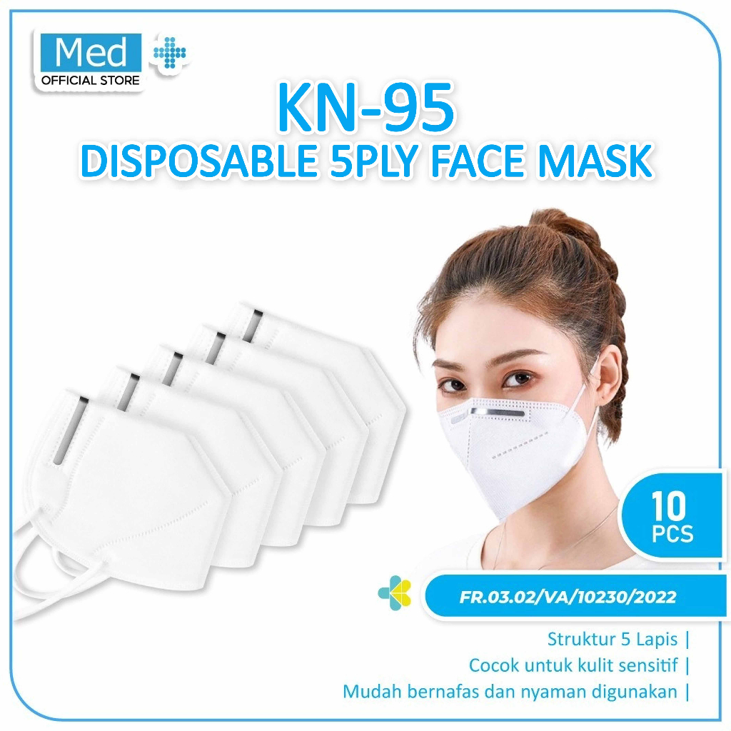 Jual Med+ Masker KN95 5Ply Disposable Earloop Masker Kesehatan Face ...