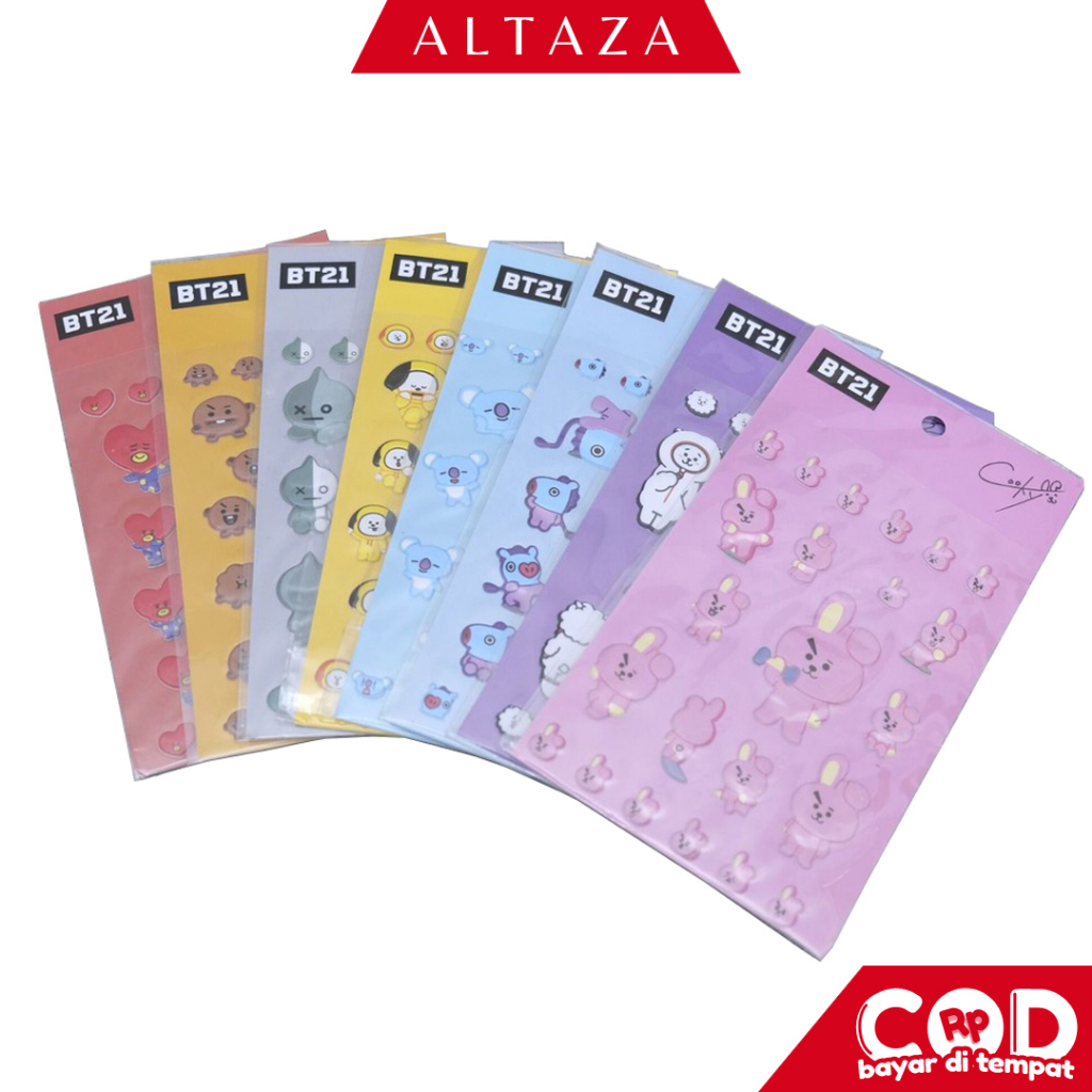 Jual ALTAZA COD Stiker BTS 21 3D / Sticker BT21 bangtan KPOP / Stiker ...