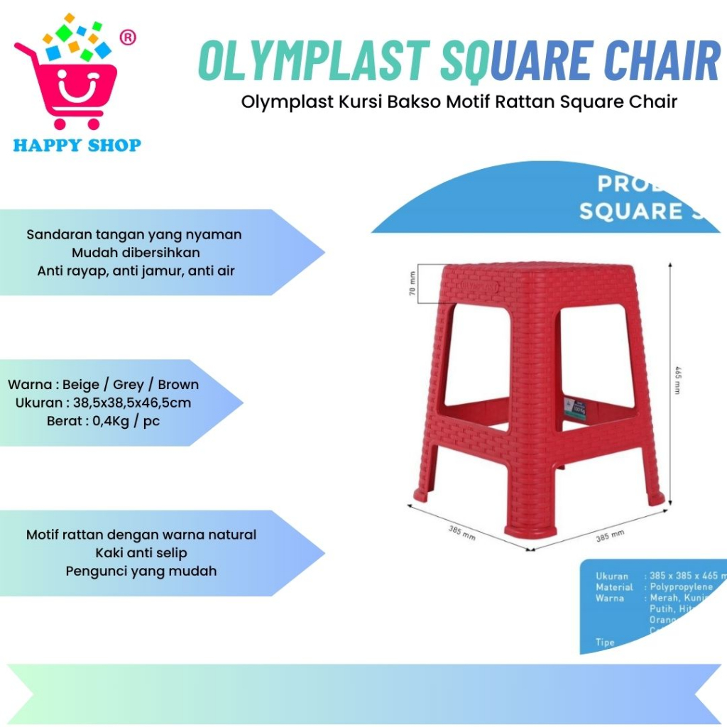 Jual Olymplast Kursi Bakso Motif Rattan Square Chair Shopee Indonesia