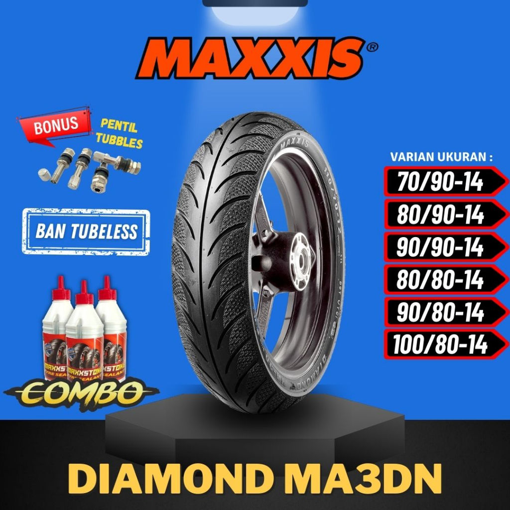 Jual [READY COD] BAN MAXXIS DIAMOND MA-3DN TUBELESS (70/90-14 / 80/90 ...