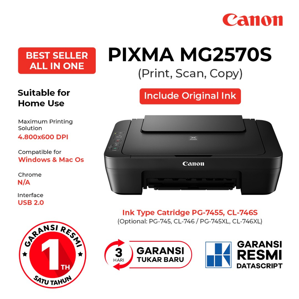 Jual Printer Canon Pixma Mg2570s All In One Print Scan Copy Garansi Resmi Shopee Indonesia 2601