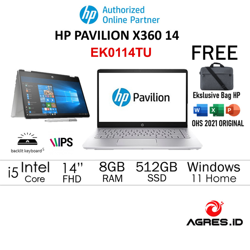 Jual LAPTOP HP PAVILION X360 14 EK0114TU TOUCH - I5 1235 / 8GB 512GB ...