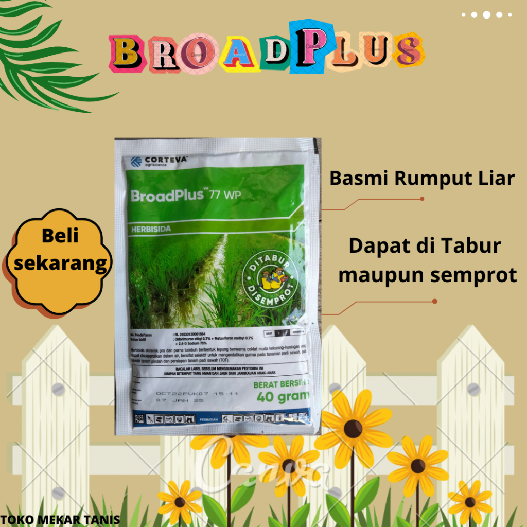 Jual Broadplus 77 WP Corteva Herbisida Obat Hama dan Gulma 40 gr Basmi ...