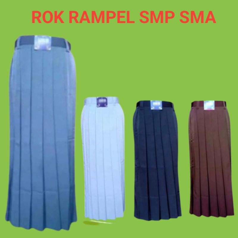 Jual ROK SEKOLAH RAMPEL SMP SMA BIRU ABU - ABU HITAM PUTIH COKLAT ...