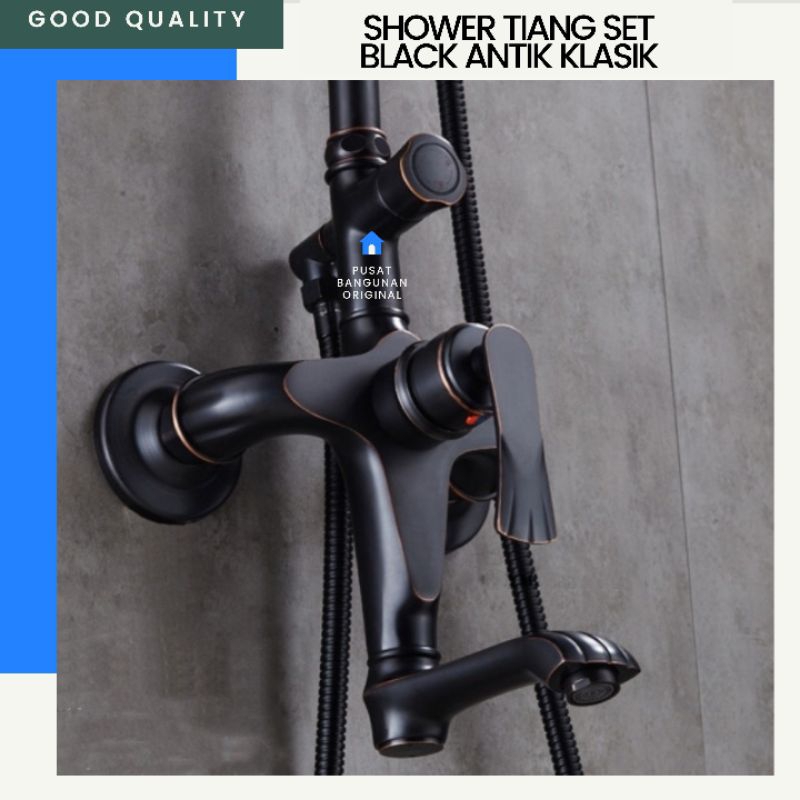 Jual SHOWER SET COLUMN MIXER SHOWET SET TIANG MANDI HITAM BLACK KLASIK ...