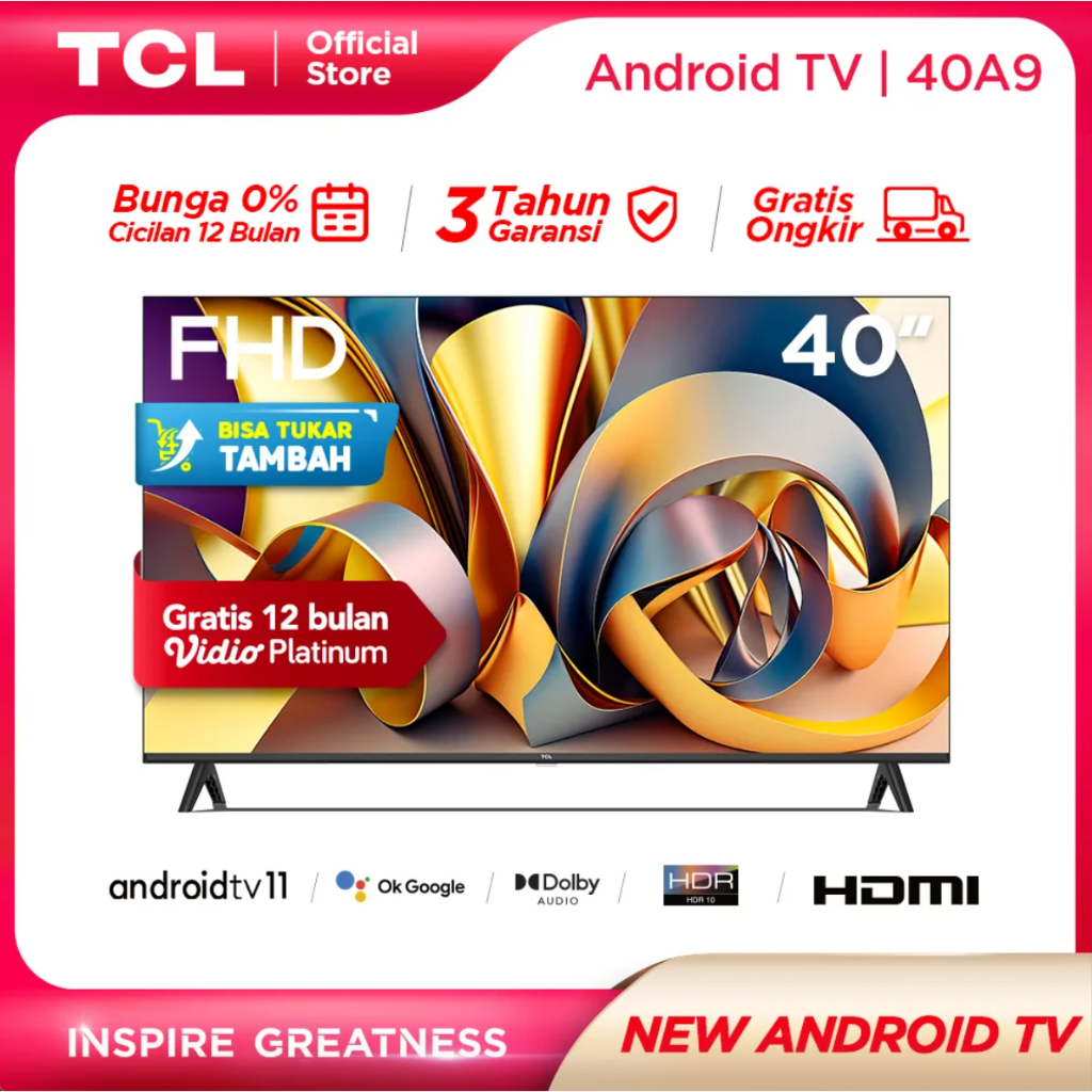 Jual TCL 40 Inch Google TV FHD Dolby Audio Google