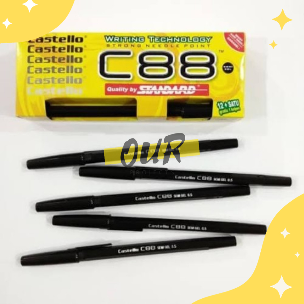 Jual PENA CASTELLO C88 HITAM 0.5MM BOLPOIN PCS [Our_projects] | Shopee ...